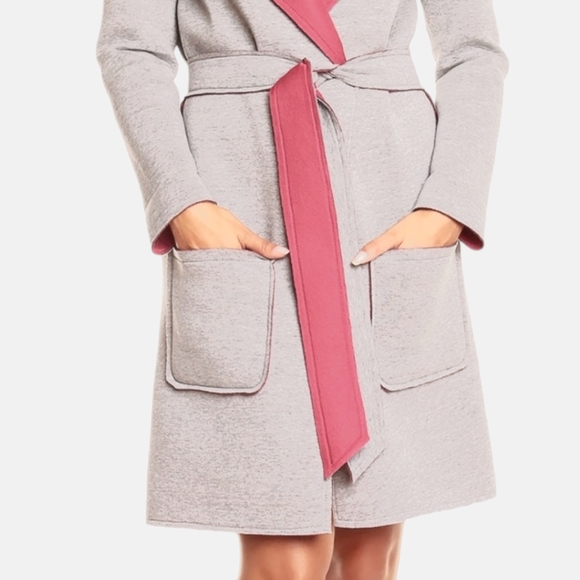 Peperuna Gray & Pink Tie-front coat size M NWT - Picture 4 of 11